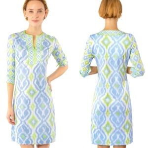 Gretchen Scott Jersey Split Neck Dress in Kitt Ikat
